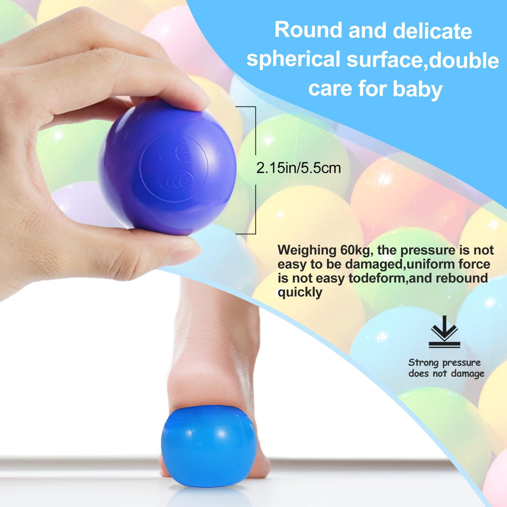 100pcs BPA Free Crush Proof Plastic Ball Pit Balls with Net Bag A24598