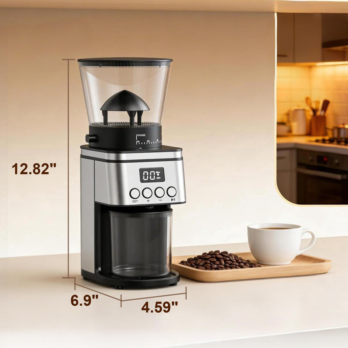 Electric Stainless Steel Conical Burr Coffee Grinder with 30 Grind Settings X978044