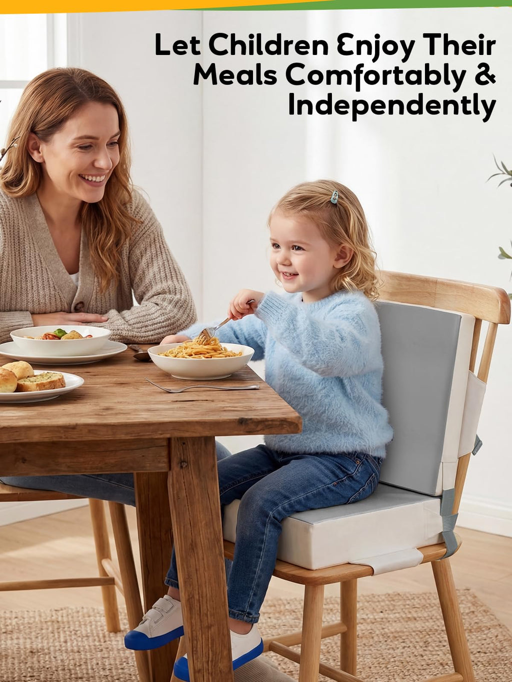 Grey Toddler Booster Seat for Kitchen Chair H694089