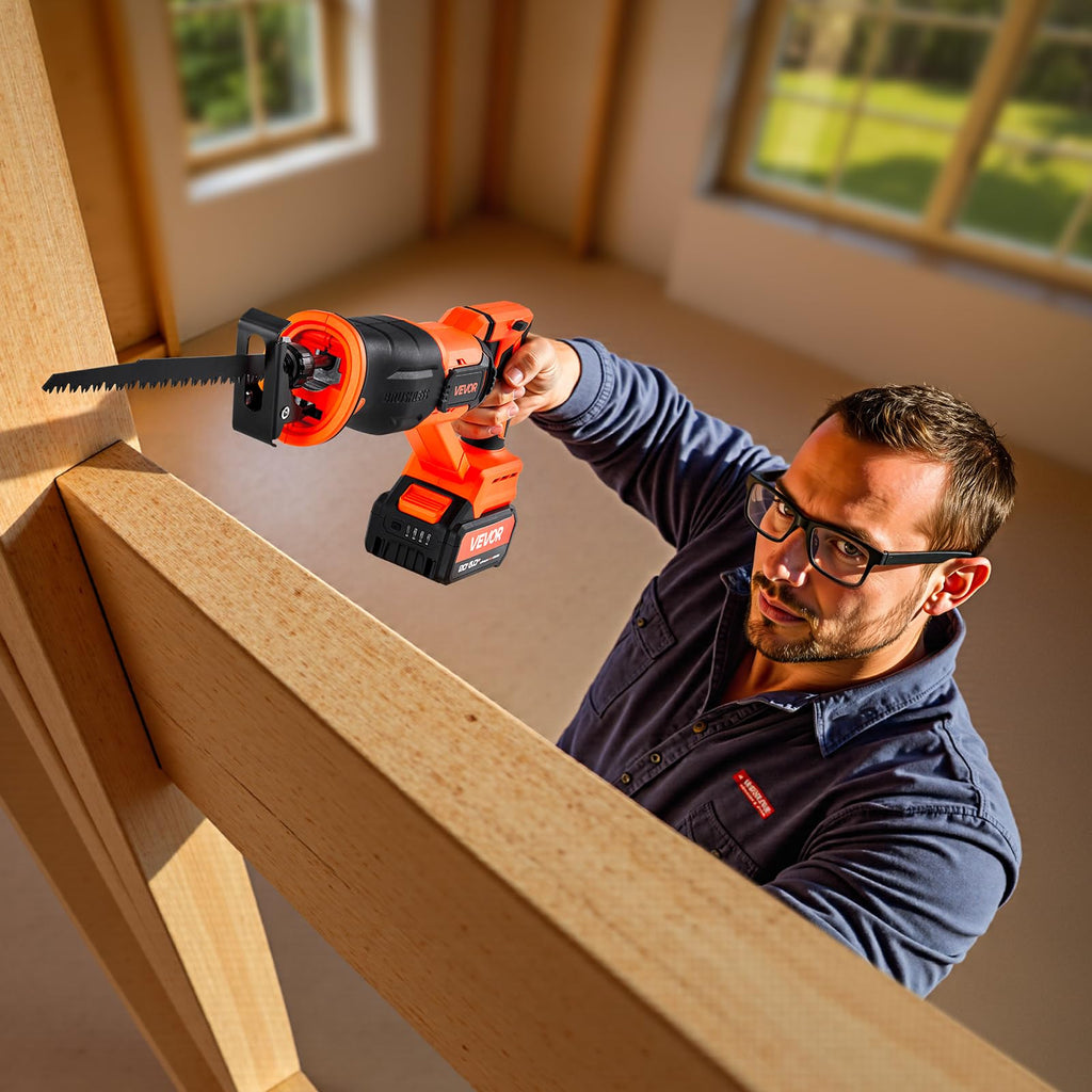 20V Cordless Reciprocating Saw with Battery, 8 Blades, and Carrying Bag S474270