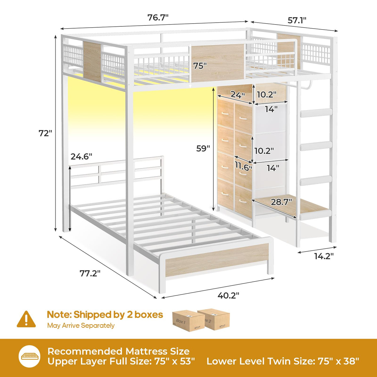 Full Over Twin Bunk Bed with 8 Storage Drawers Y2909