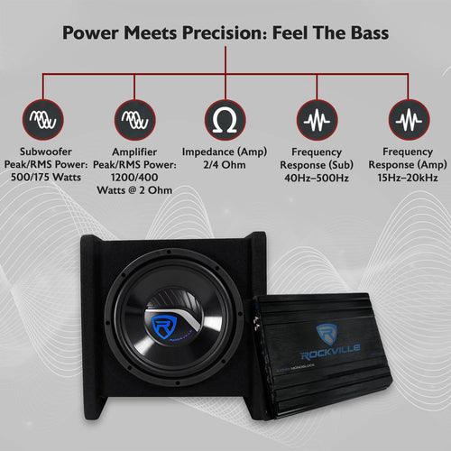 10" Car Subwoofer Enclosure with Mono Amplifier B3788