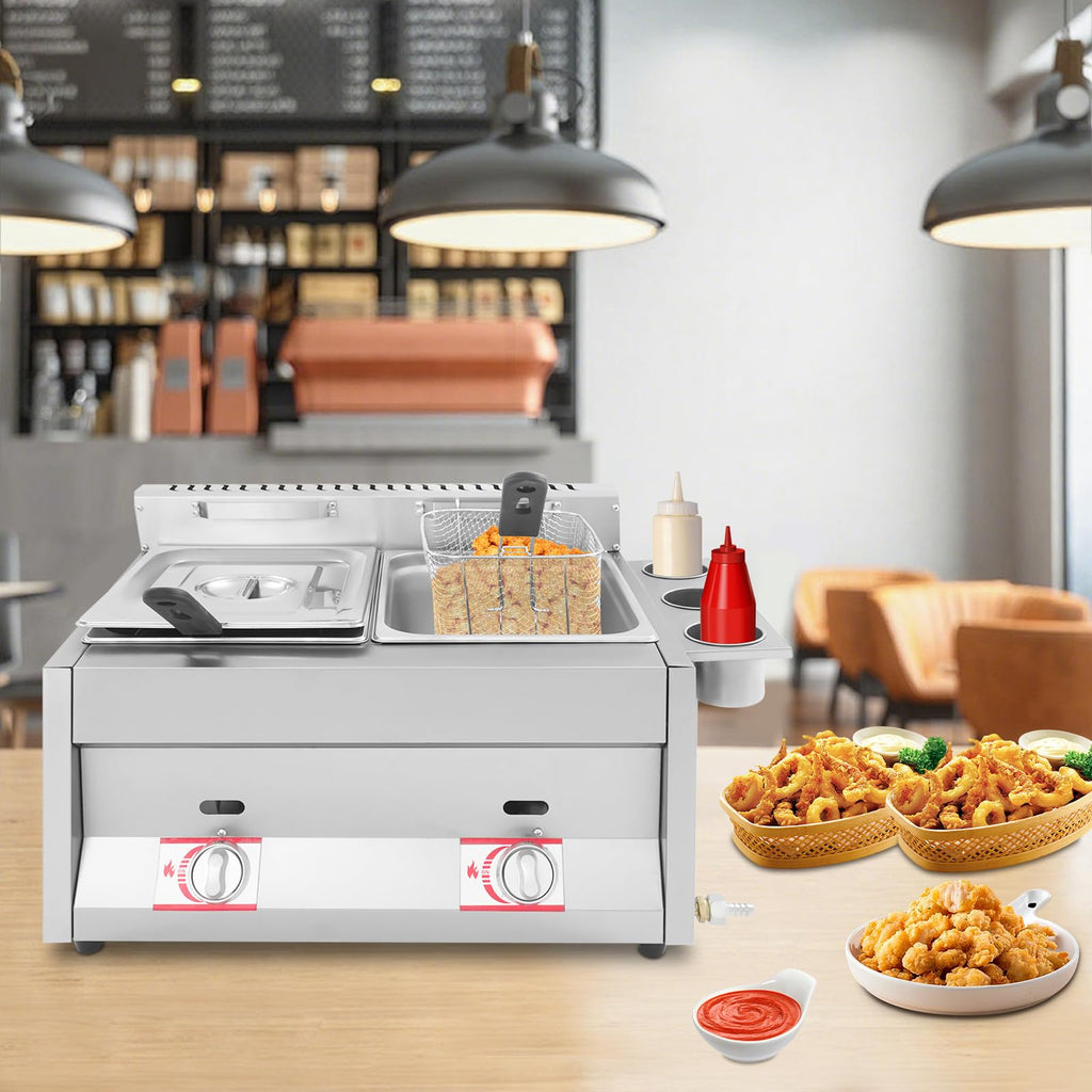 Stainless Steel Countertop Gas Deep Fryer with Basket U25132