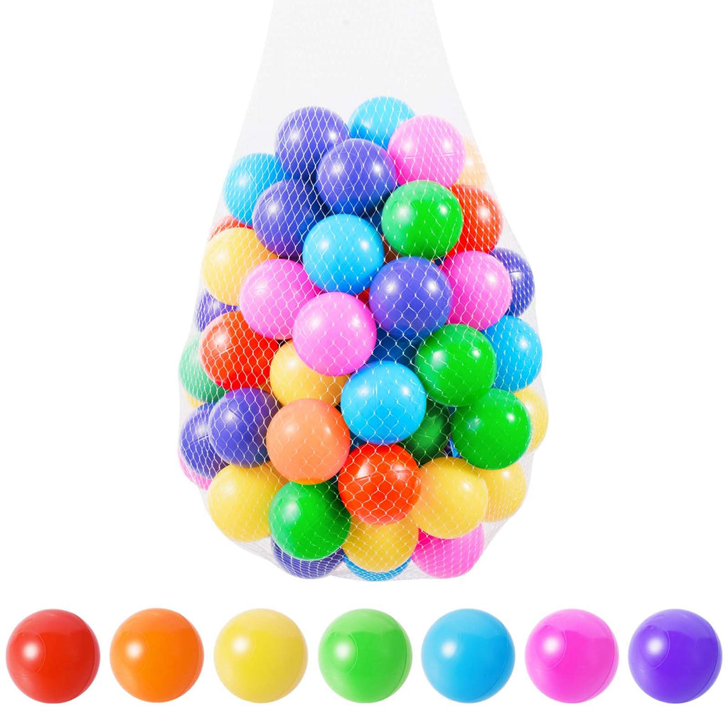 100pcs BPA Free Crush Proof Plastic Ball Pit Balls with Net Bag A24598