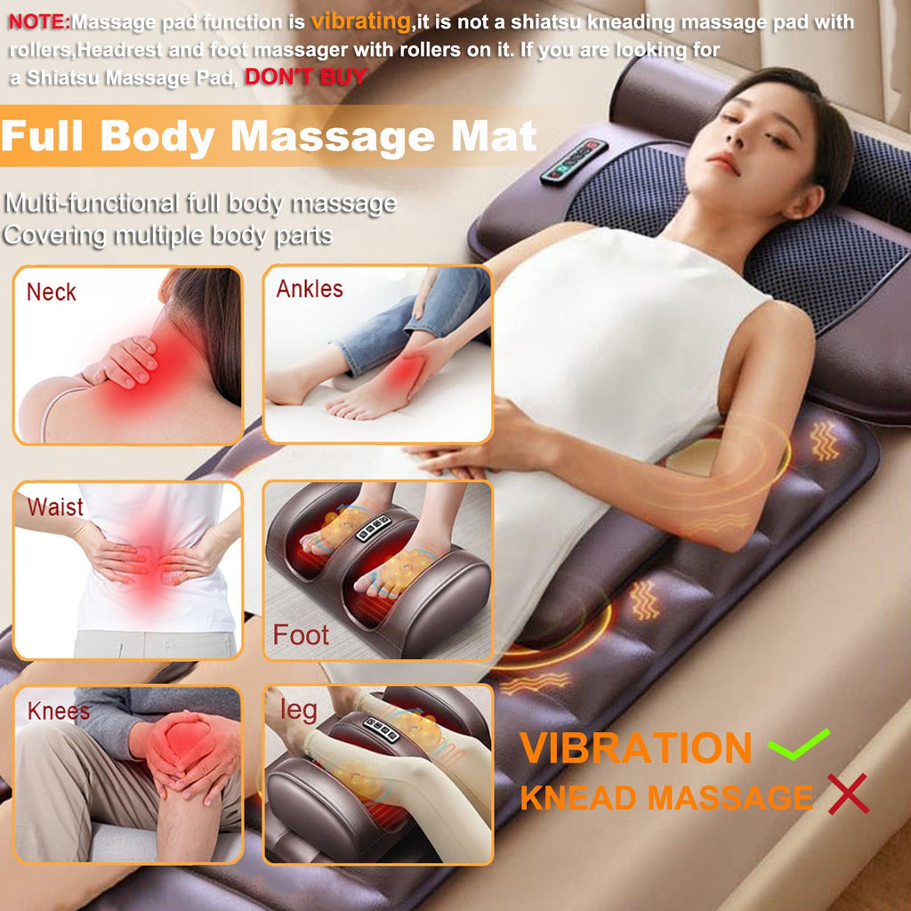 Vibration Massage Mat with Neck Headrest and Leg Foot Massagers S835562