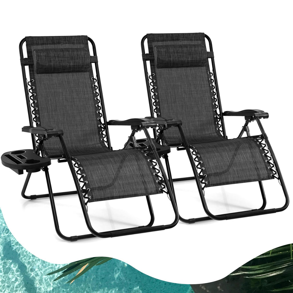 Zero Gravity Lounge Chairs Set of 2 Gray K334130
