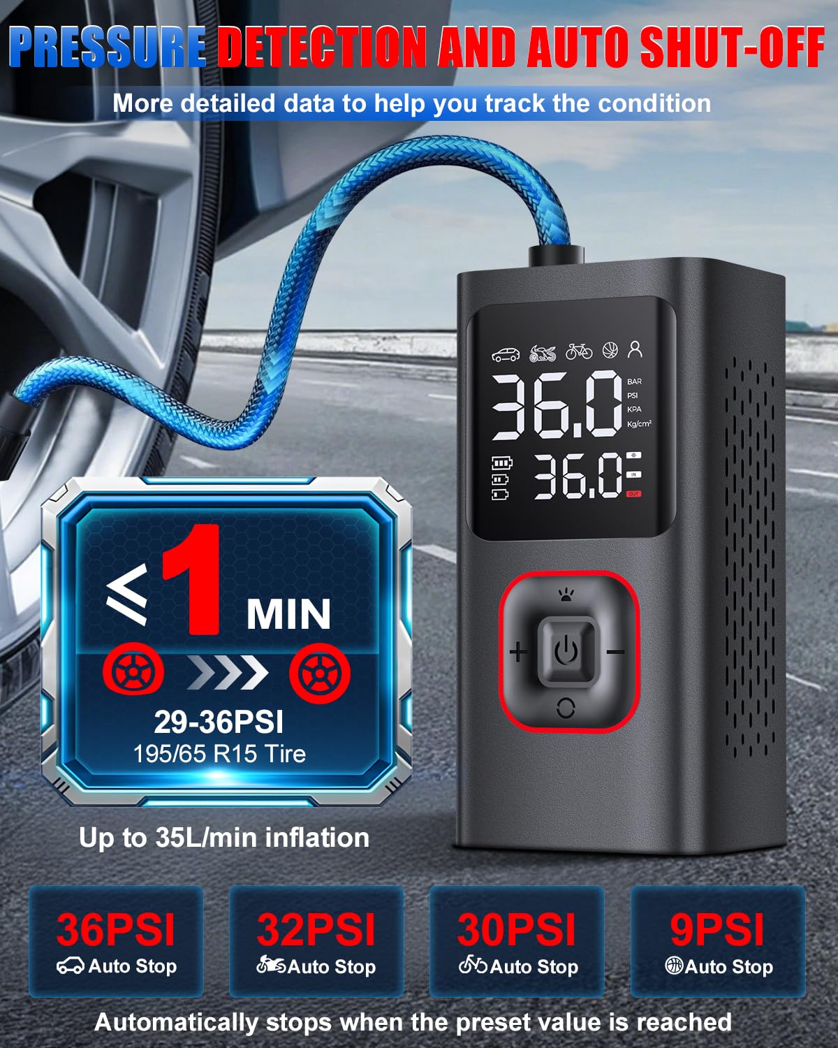 Cordless Portable Air Compressor 150PSI Tire Inflator A55711