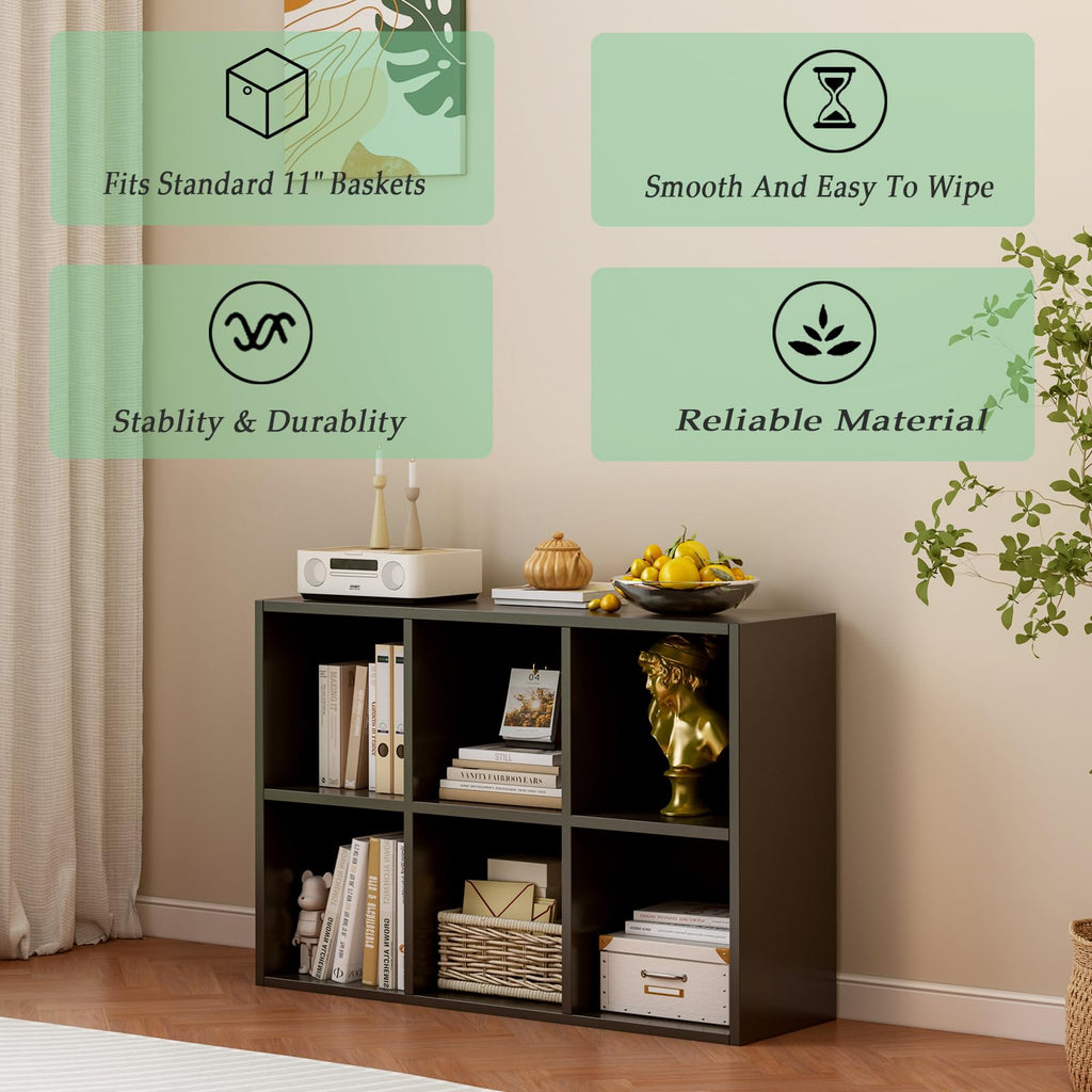 Black 6-Cube Storage Shelf Bookcase G3915