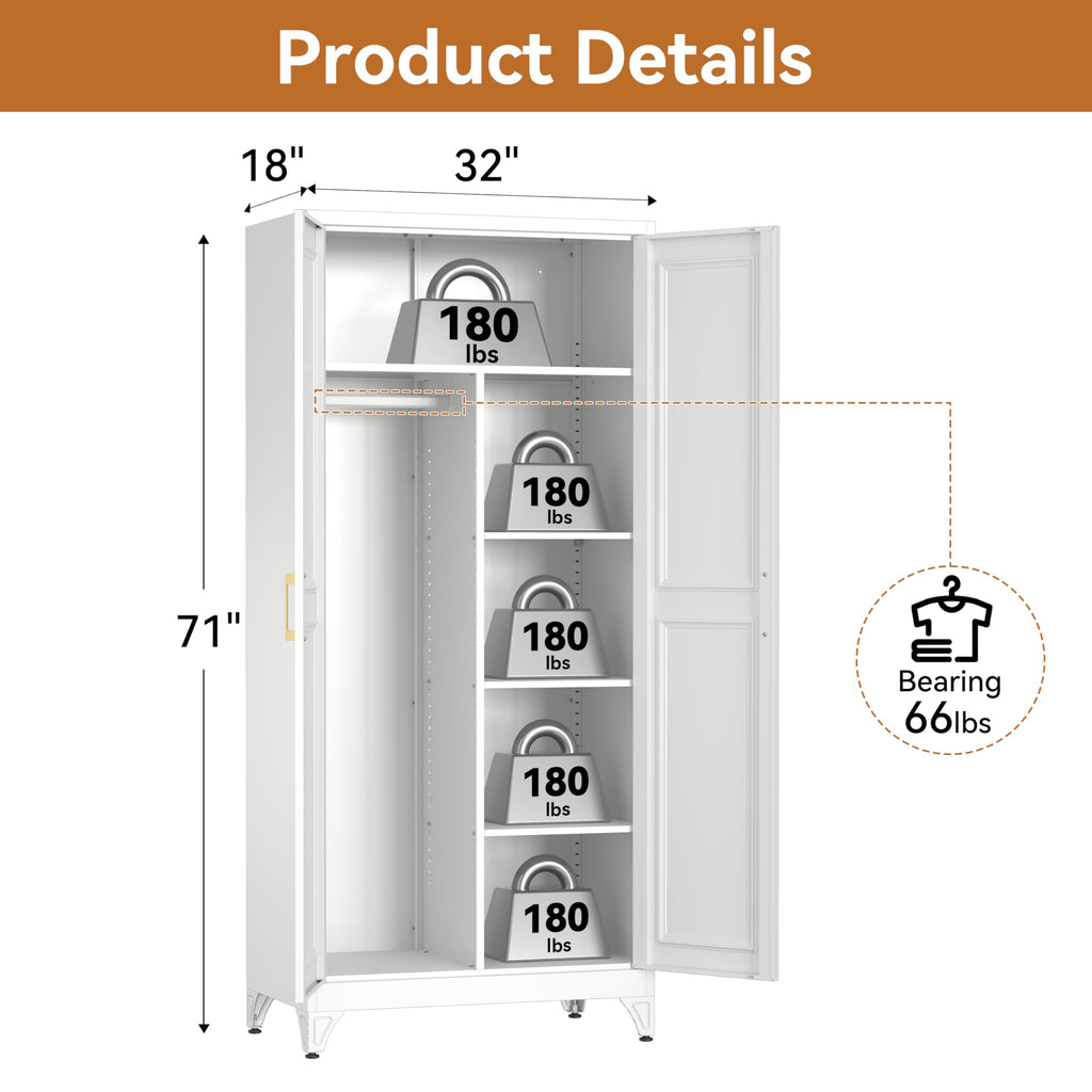 Metal Armoire Wardrobe Closet with 2 Doors M541