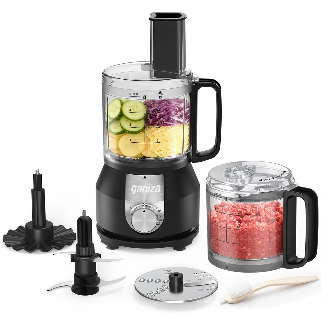 4-in-1 Food Processor with 2x4-Cup Bowls A7206