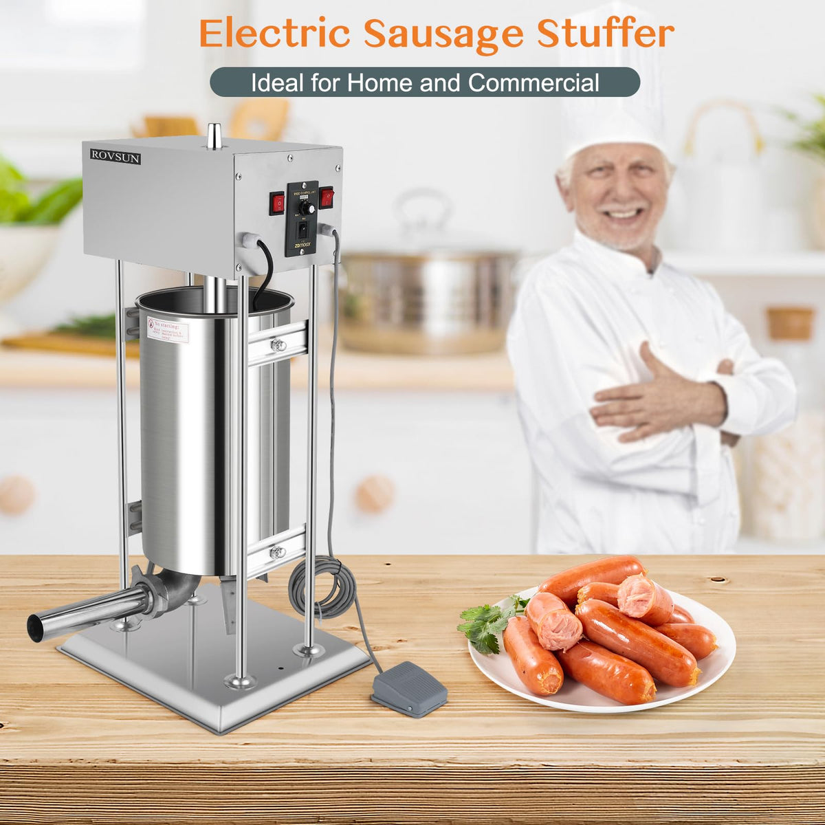15L Electric Stainless Steel Sausage Stuffer with 5 Stuffing Tubes D599036