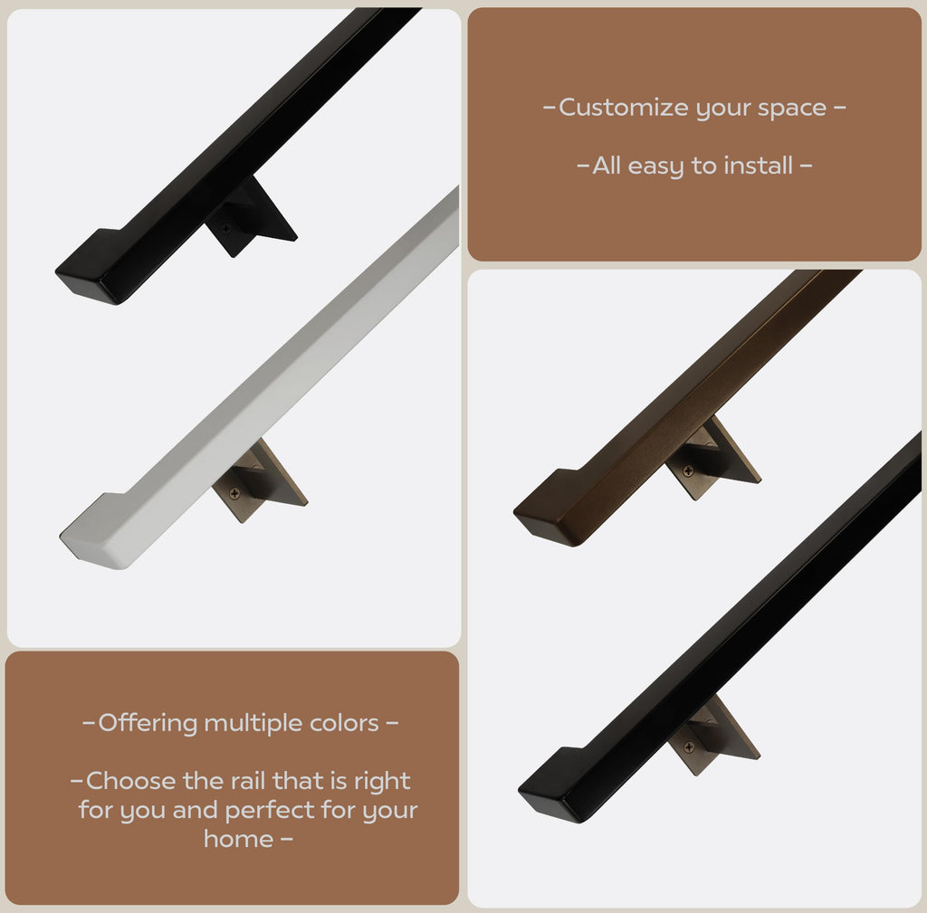 Black 5 Foot Aluminum Handrail Grab Bar Set L342488