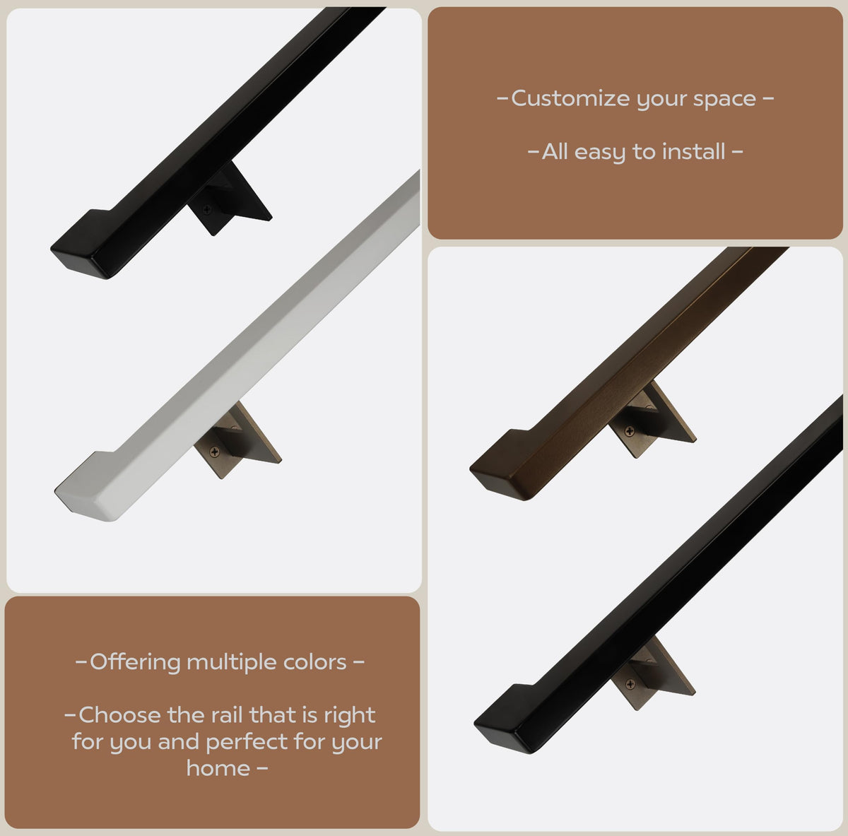 Black 5 Foot Aluminum Handrail Grab Bar Set L342488