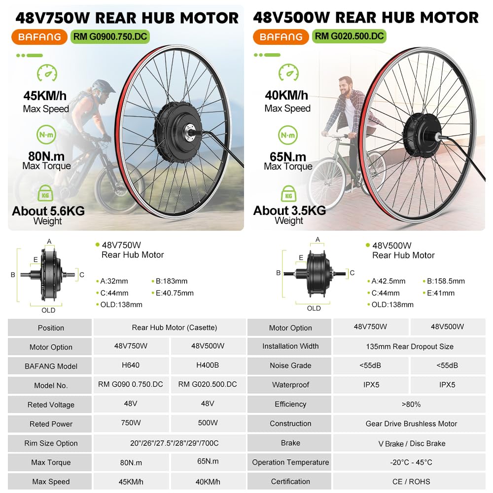 48V 500W 750W Rear Hub Motor Ebike Conversion Kit N575