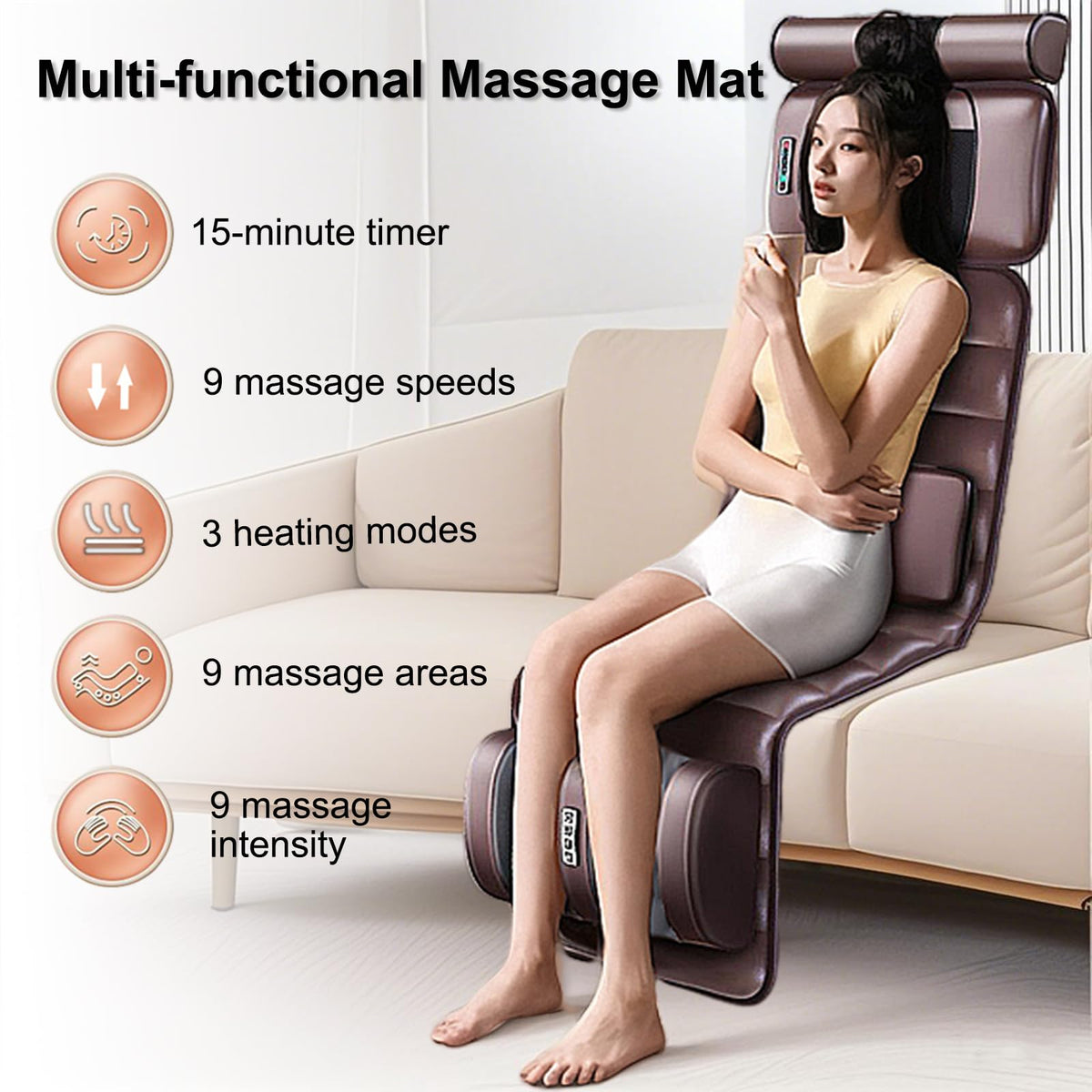 Vibration Massage Mat with Neck Headrest and Leg Foot Massagers S835562