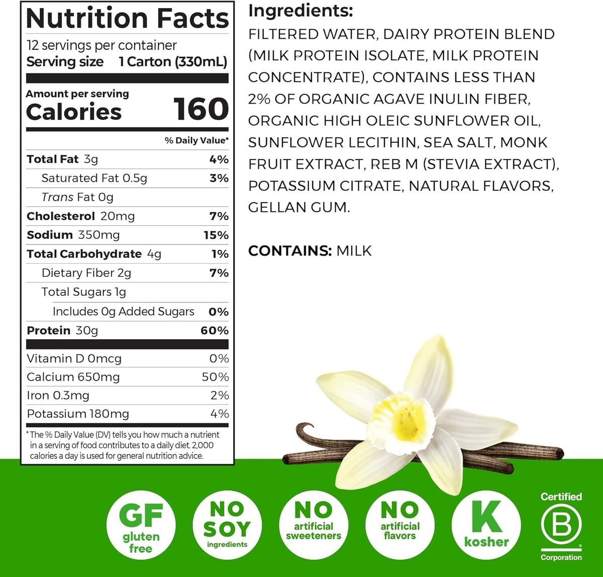 30g High Protein Shake Chocolate Fudge & Vanilla Bean 11 Fl Oz 2 Pack of 12 J38092
