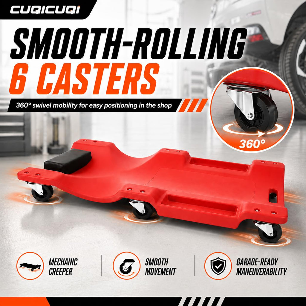 Low Profile Mechanic Creeper with Padded Headrest and 6 Swivel Casters S76811