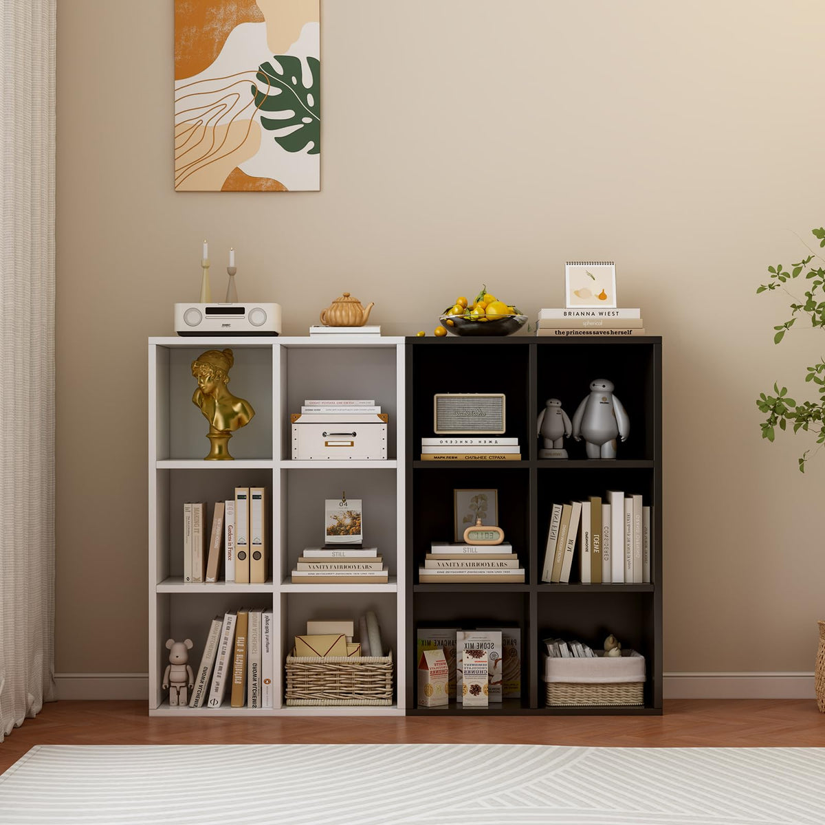 Black 6-Cube Storage Shelf Bookcase G3915
