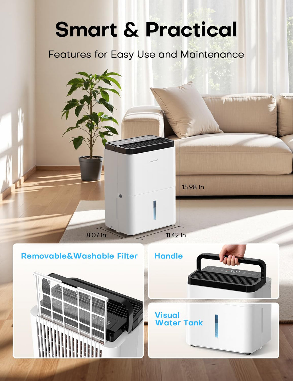 35 Pints Dehumidifier with Drain Hose W493
