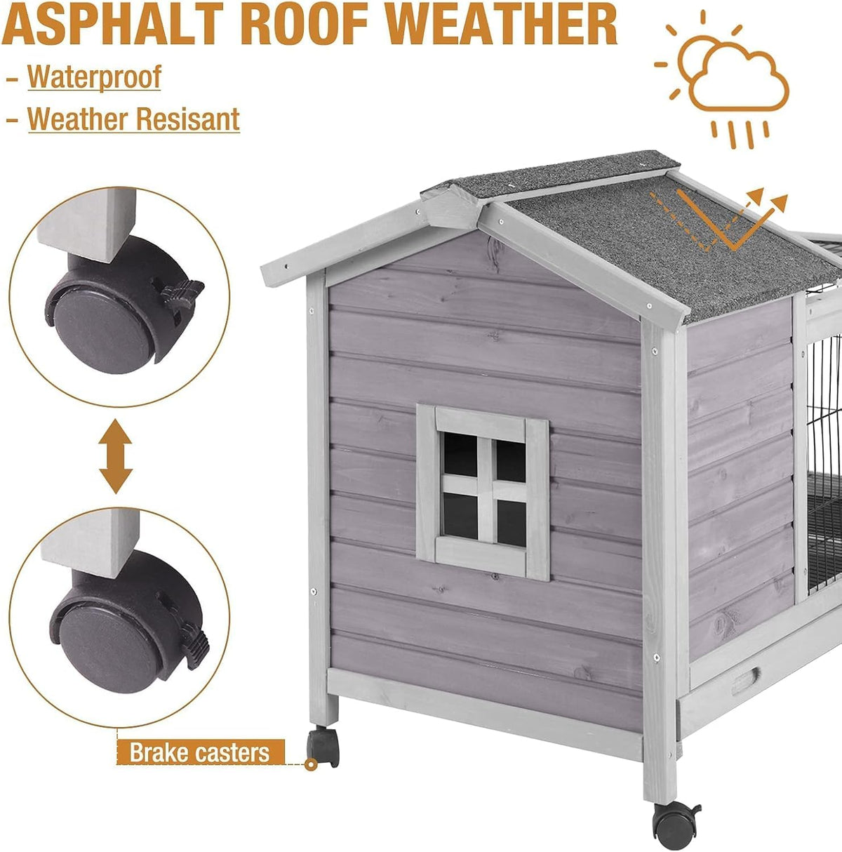 Wood Rabbit Hutch with Wire Mesh W6940