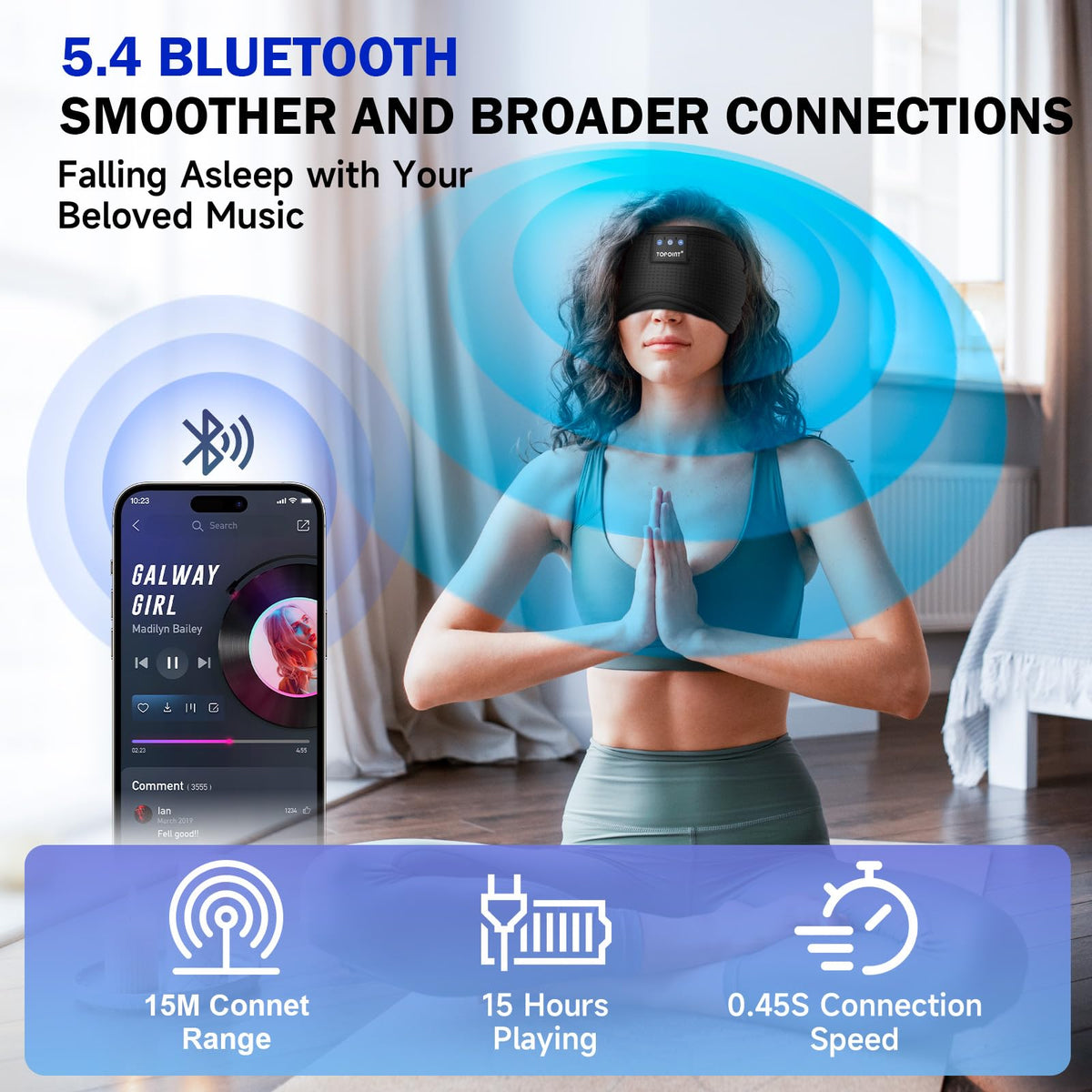 Cotton Sleep Mask Headphones Bluetooth Wireless with Microphone F928