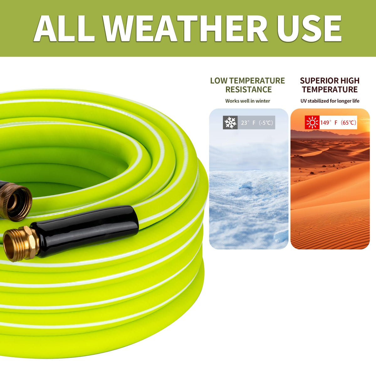 100FT x 5/8" Lightweight Hybrid Rubber Garden Hose E71285