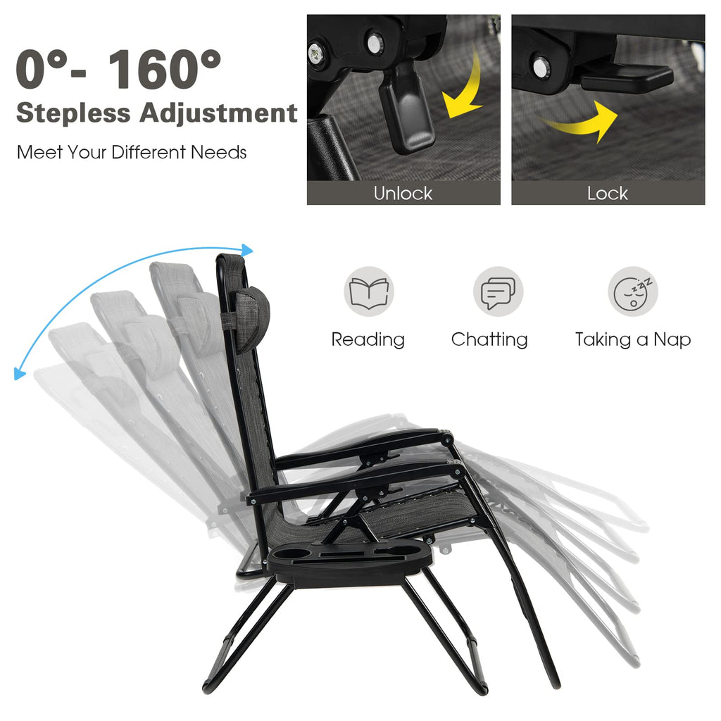 Zero Gravity Lounge Chairs Set of 2 Gray K334130