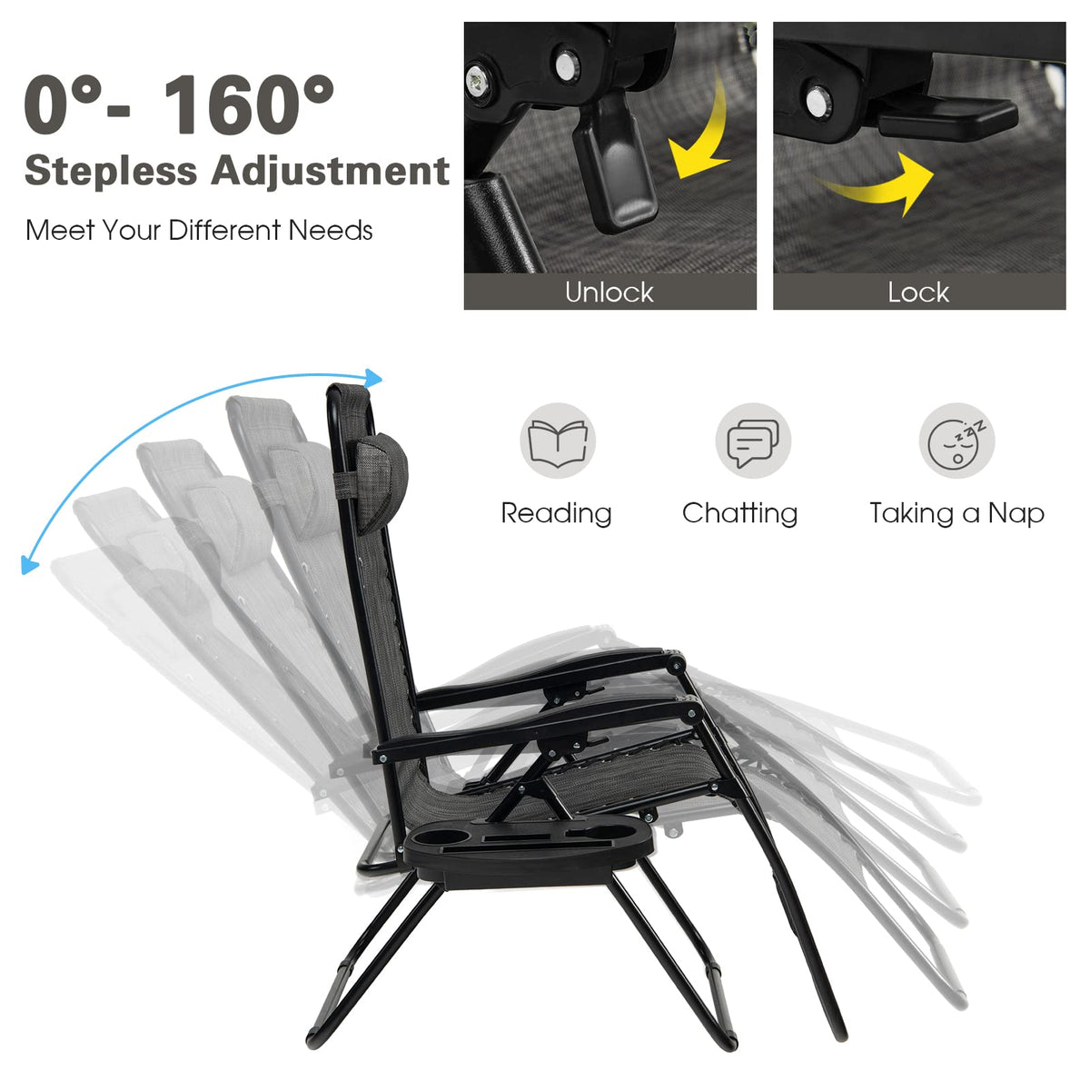 Zero Gravity Lounge Chairs Set of 2 Gray K334130