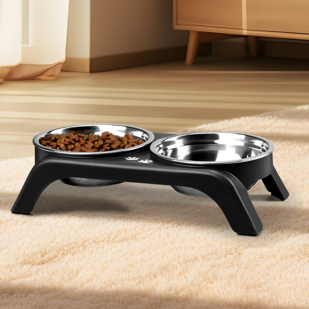 Elevated Dog Bowls with 5” Stainless Steel Bowls Black U2893
