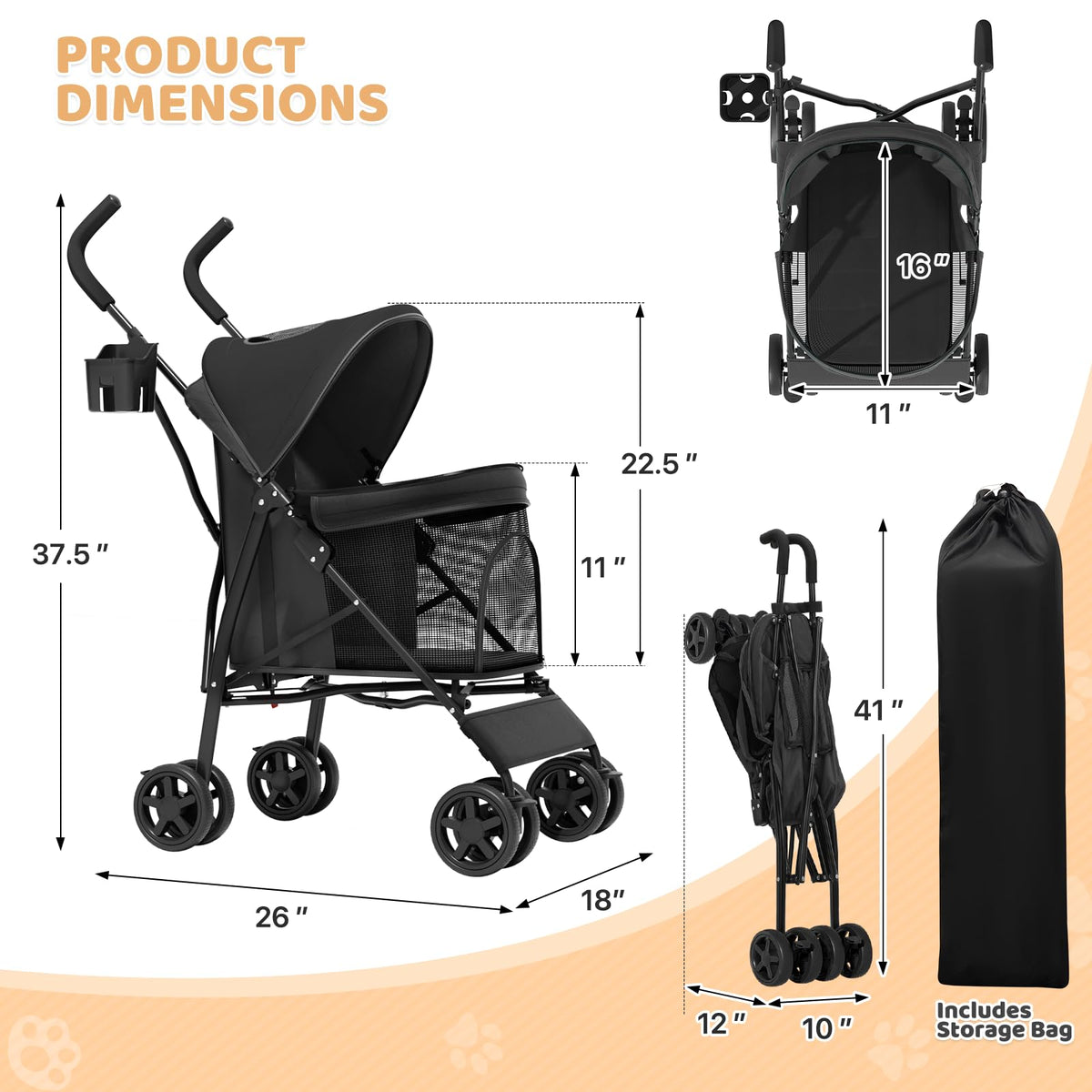 Compact Fold Pet Travel Stroller V68471