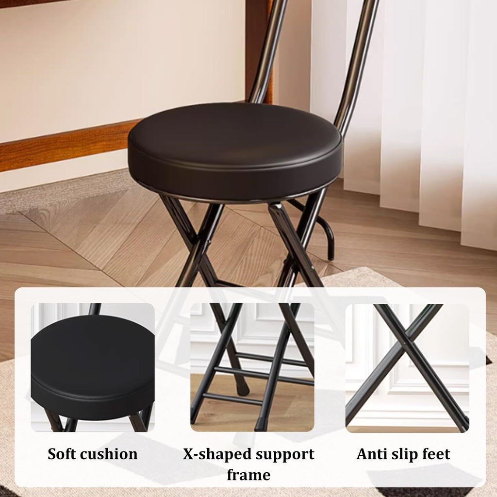 Black Folding Chairs with Cushion 2 Pack L352