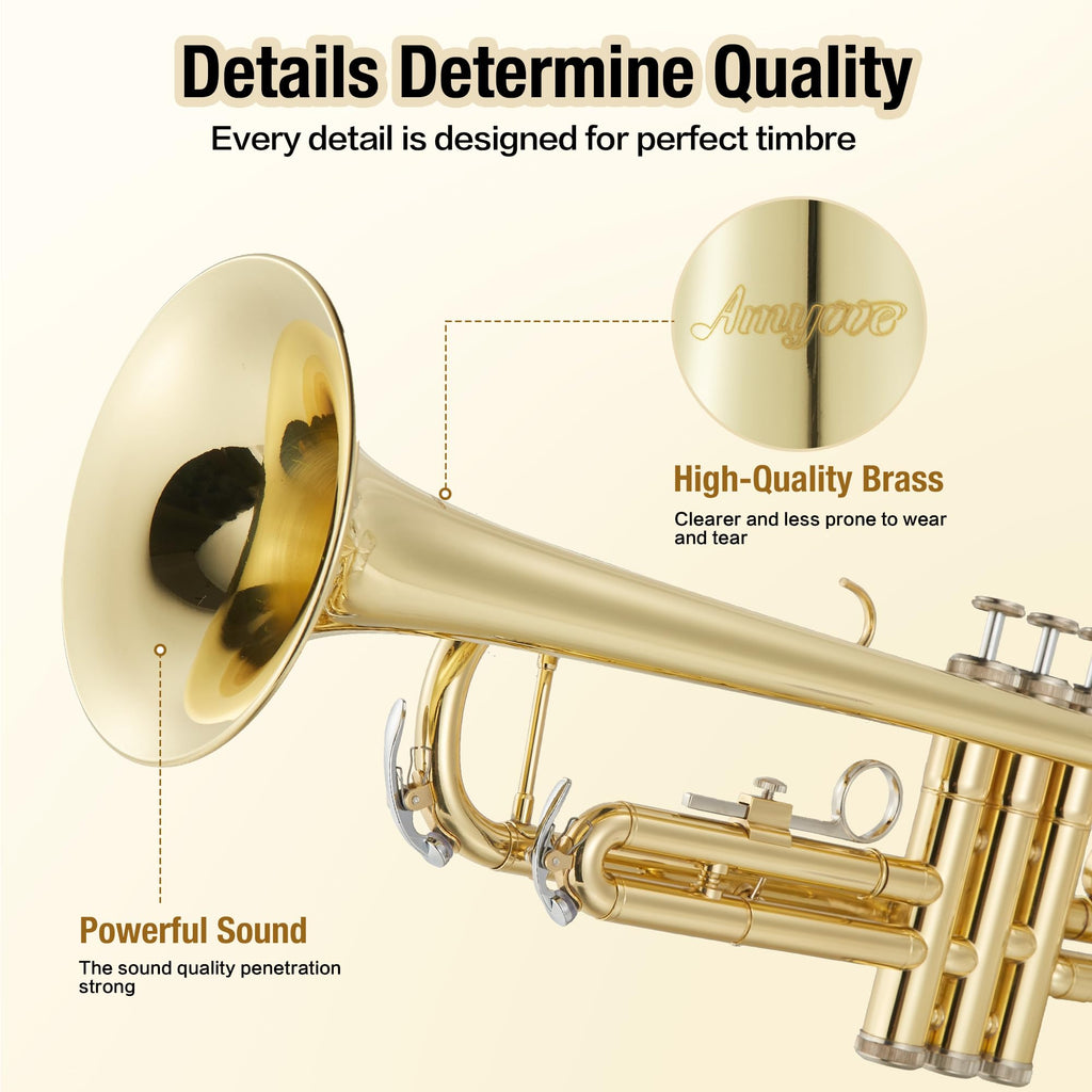 Gold Lacquer Brass Trumpet with Hard Case I460006
