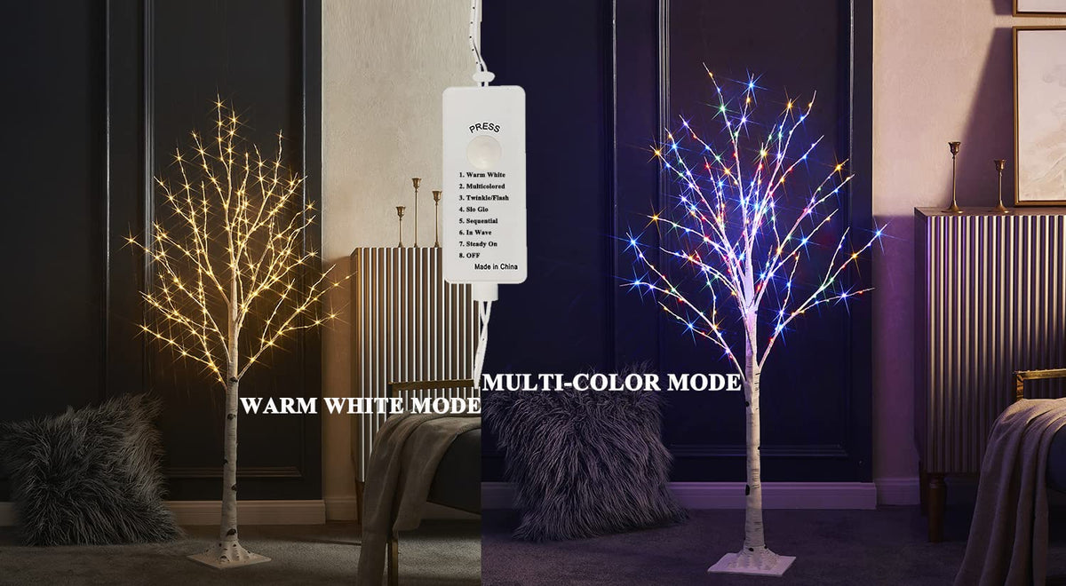 4FT Lighted Twig Birch Tree with 200 LED Lights E891
