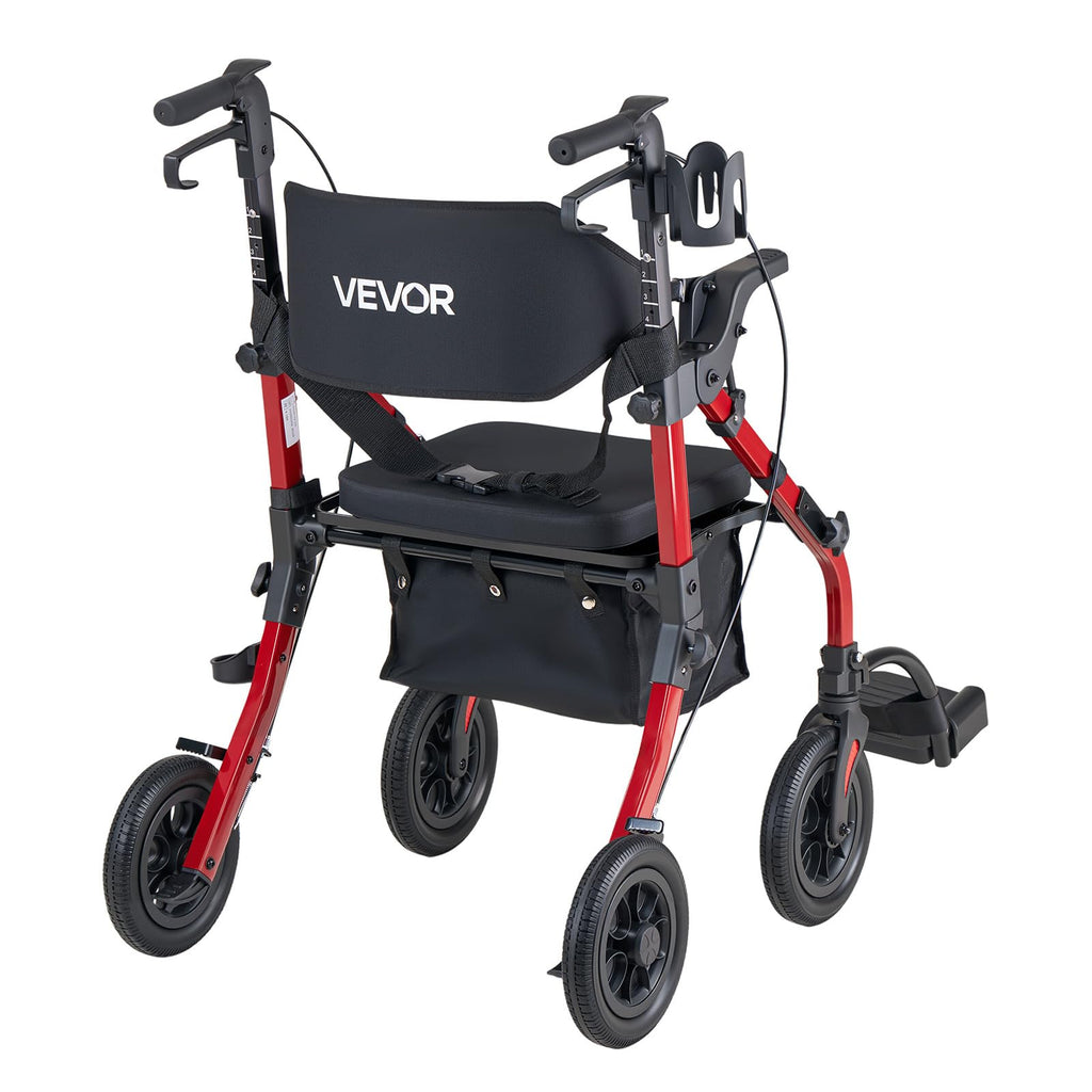 2-in-1 Foldable Aluminum Rollator Walker & Transport Chair Z845