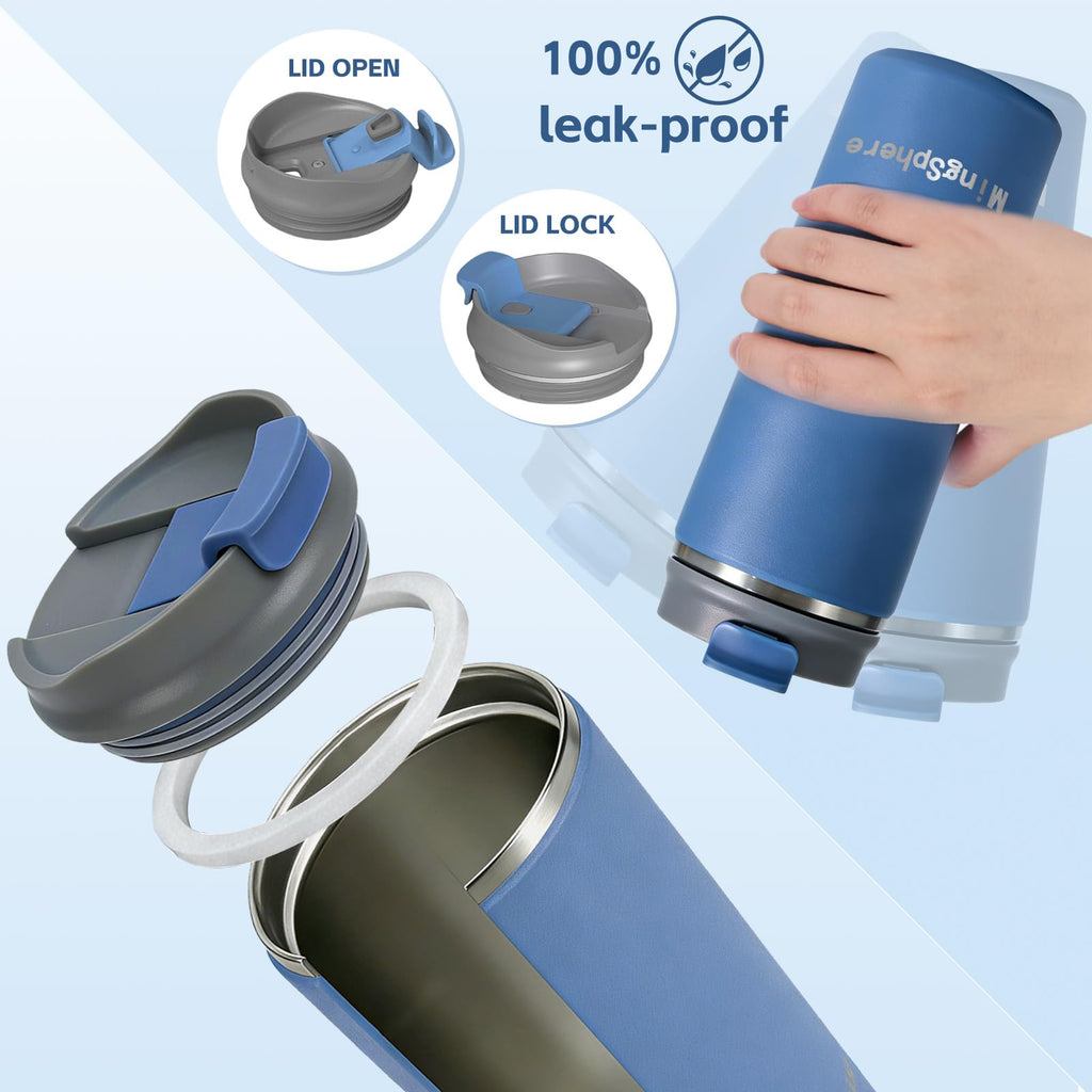 16oz Insulated Stainless Steel Coffee Cup with Flip Lid, Blue R5380