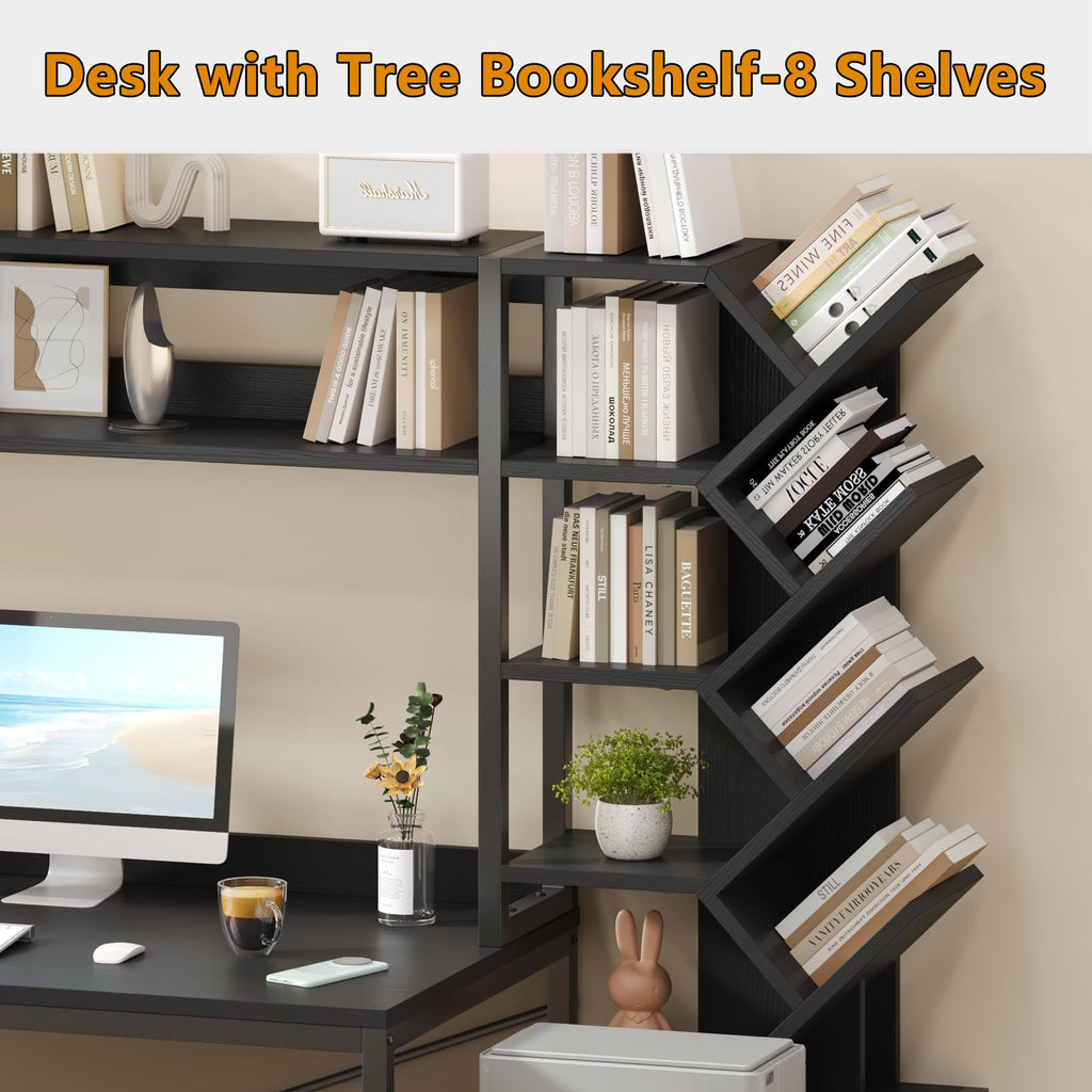 52" Computer Desk with Bookshelf, 3 Drawers & Hutch A305737