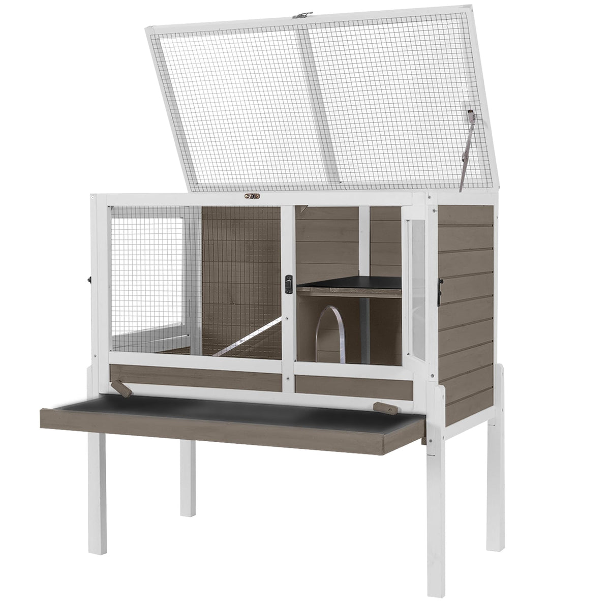 Brown Guinea Pig Cage with Sliding Tray and Ramp X1056
