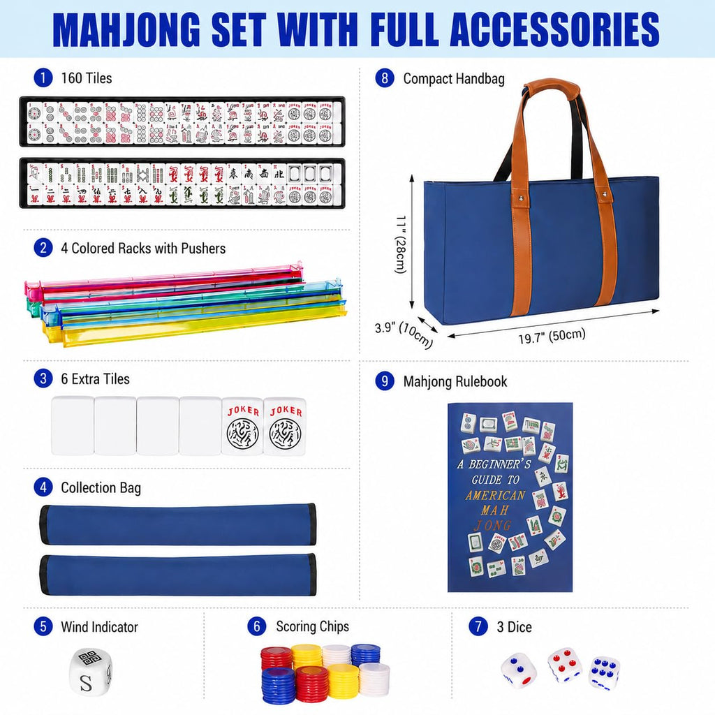 Mahjong Game Set with Racks, 166 Tiles & Bag B104849