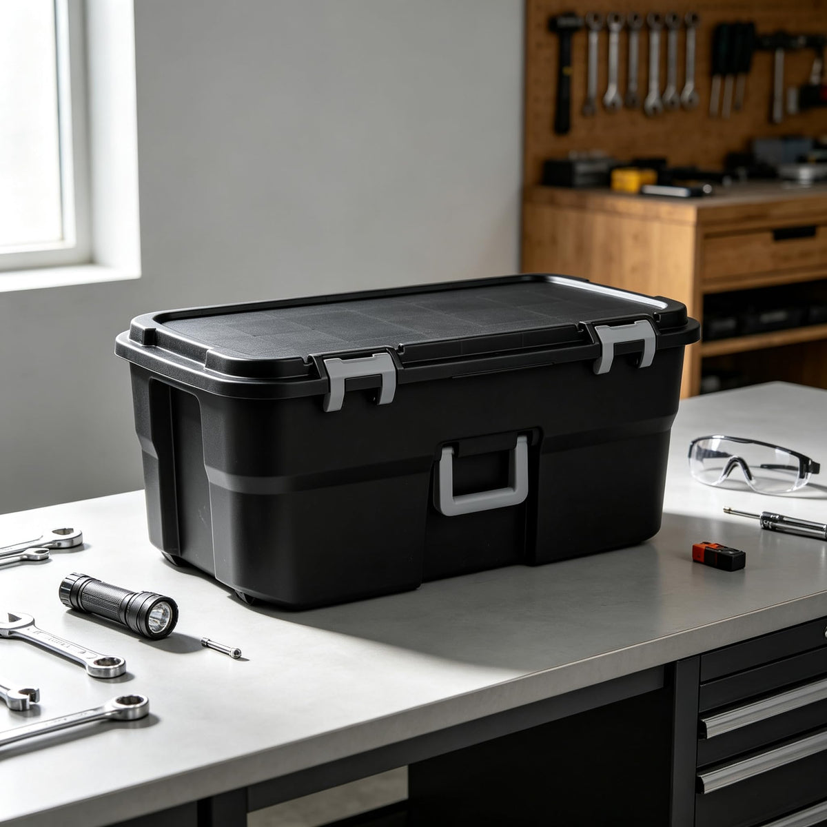Storage Chest 22 Gal Heavy Duty Lockable Trunk with Wheels I332