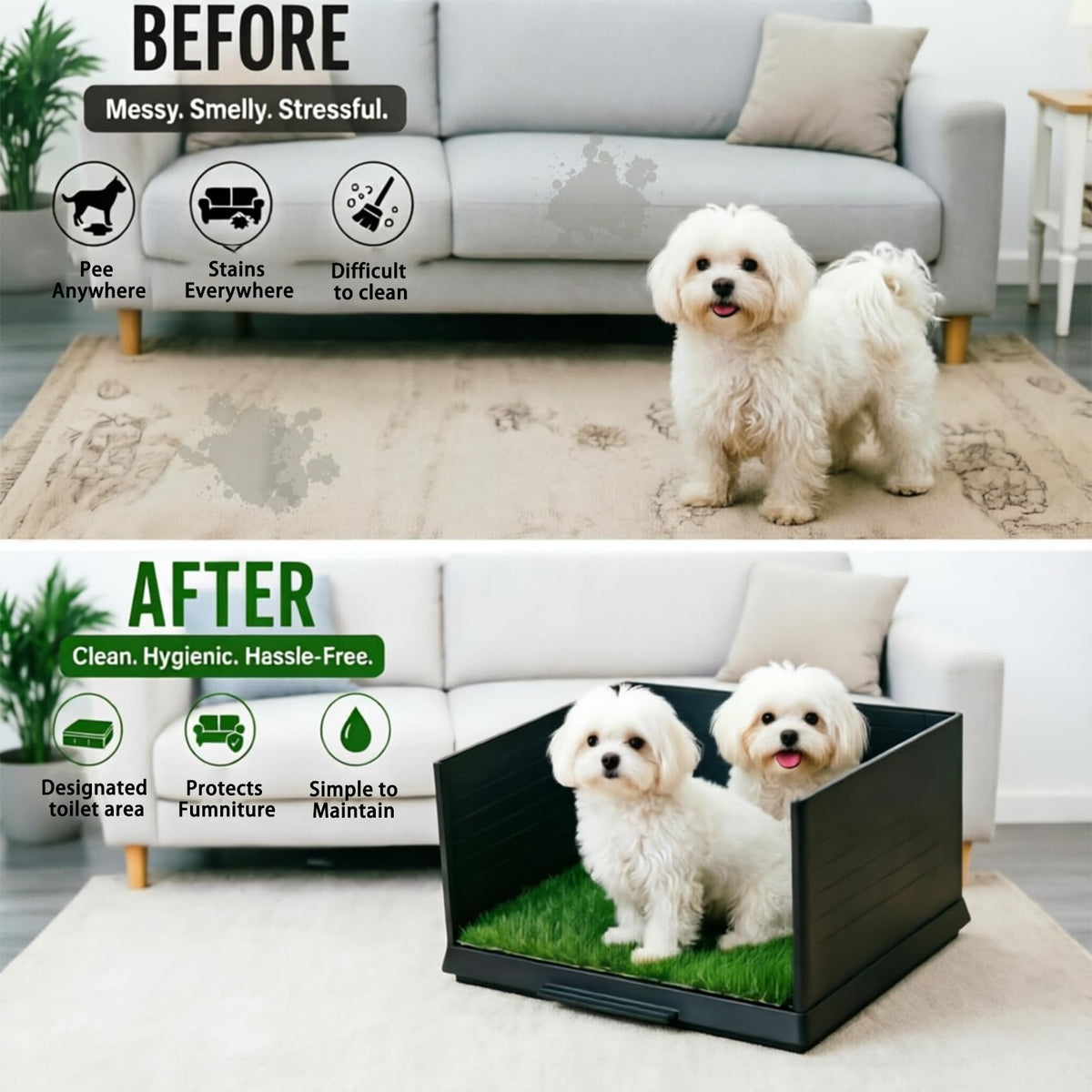 30"×20" Artificial Grass Dog Potty Tray M8544
