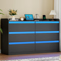 Black Dresser with Power Outlet and LED Lights C57287
