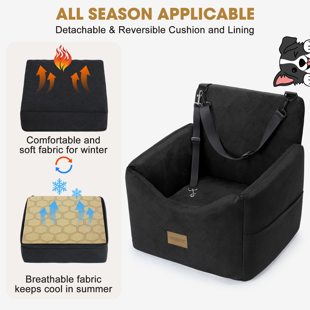 Dog Car Seat with Detachable Washable Cover and Cushion R485062