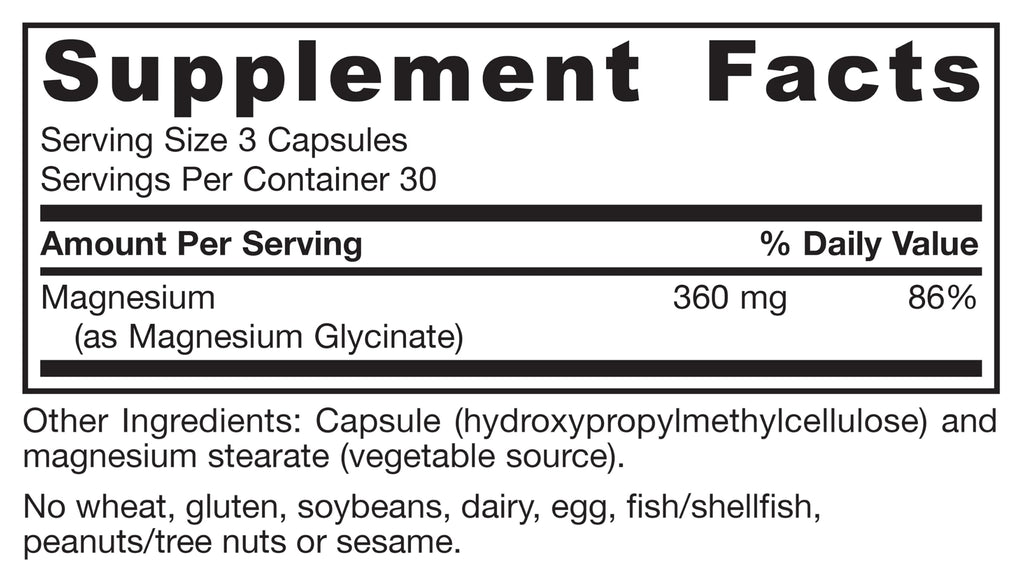 Magnesium Glycinate 90 Capsules Z6938