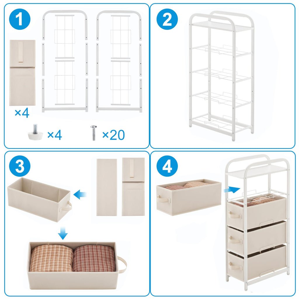 4 Drawer Narrow Fabric Dresser V681