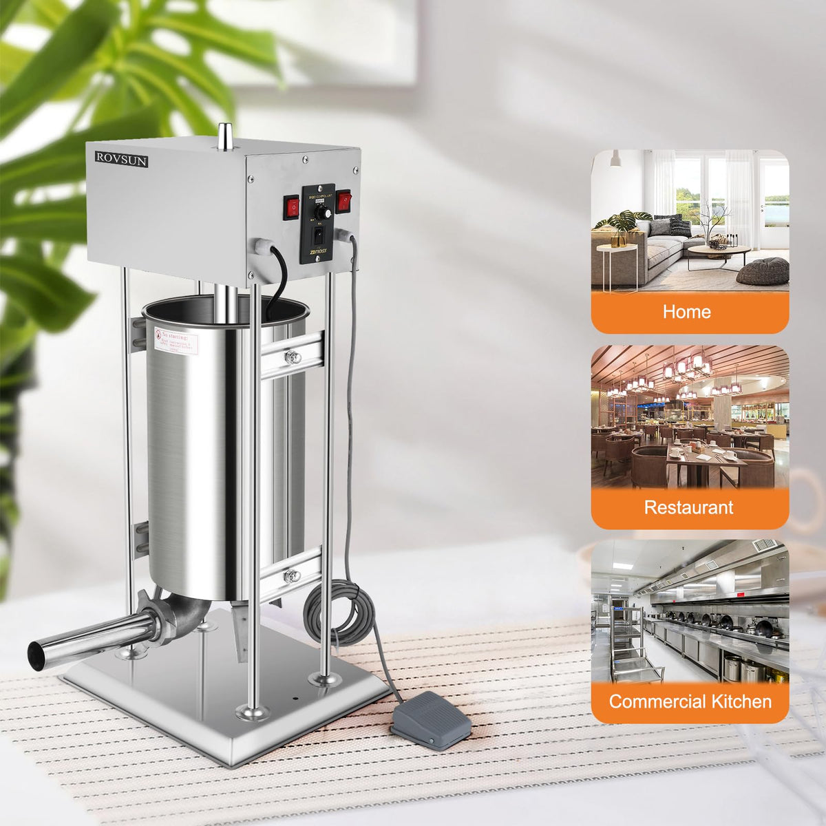 15L Electric Stainless Steel Sausage Stuffer with 5 Stuffing Tubes D599036
