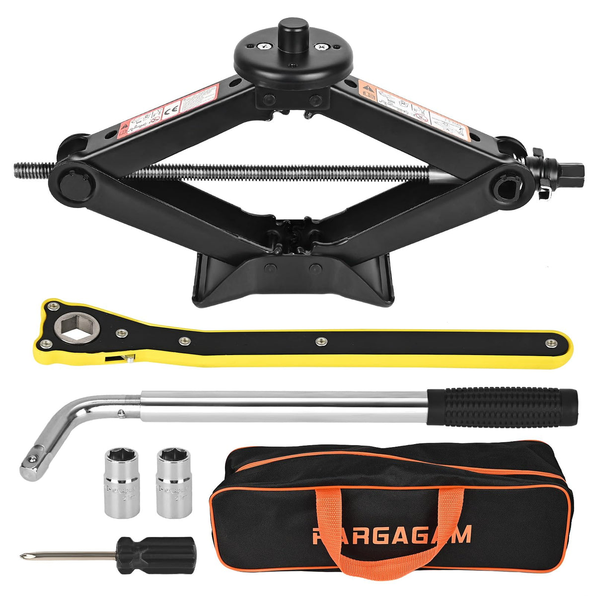 2.5 Ton Scissor Jack with Jack Pads & Tire Repair Kit H143
