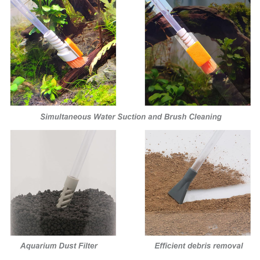 Compact Aquarium Siphon Vacuum and Water Changer Kit with Cleaning Brush F850