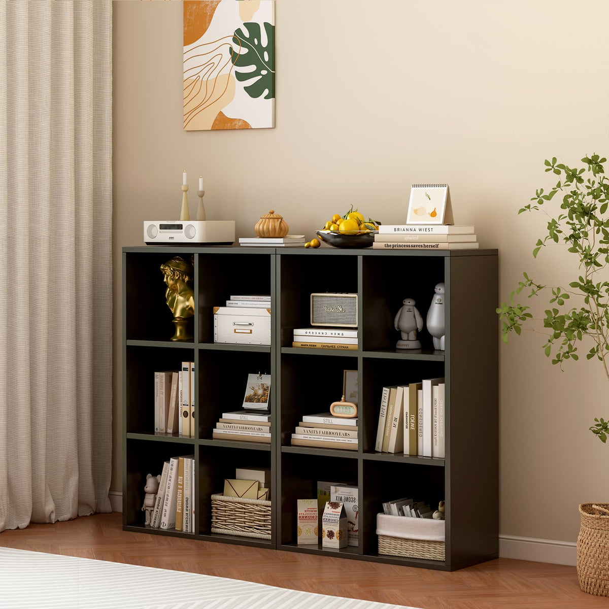 Black 6-Cube Storage Shelf Bookcase G3915