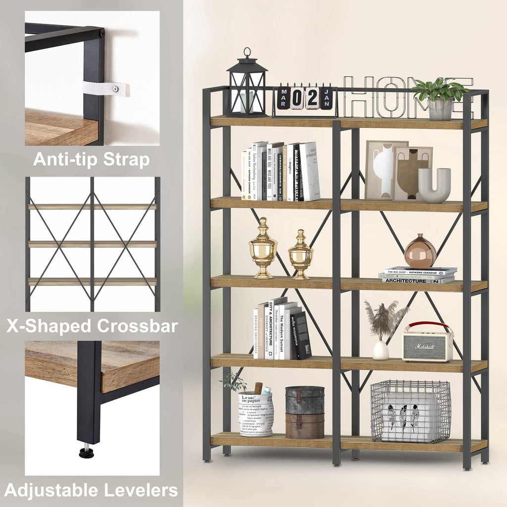 5 Tier Wood and Metal Bookshelf T199947