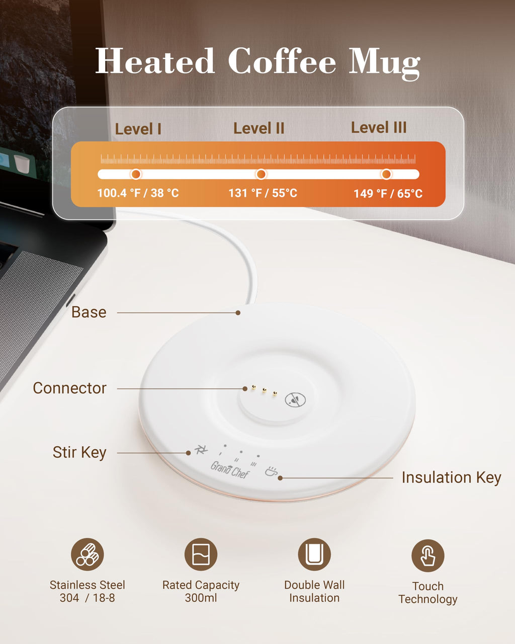 Self-Heating 10oz Temperature Controlled Coffee Mug with Dripper Q231